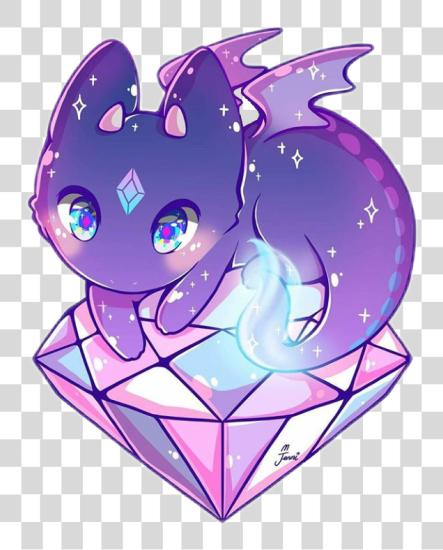 تحميل Sticker Cute Kawaii أرجواني Dragon بي ان جي ملف