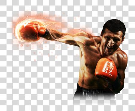 Download hombre boxing con fuego punch PNG file