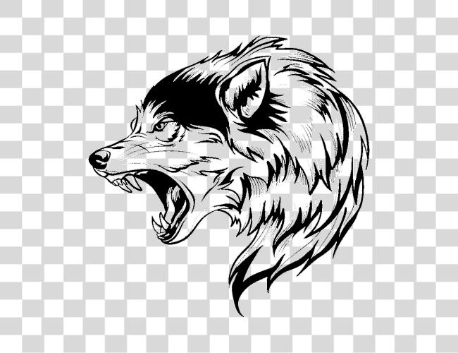 下载 wolf vectorart blackandwhite 图形的 ftestickers 头 Wolf Clip 艺术