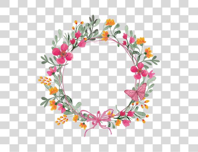 Download Pink Butterfly Wreath 27862808 Transprent Floral Wreath Clip Art