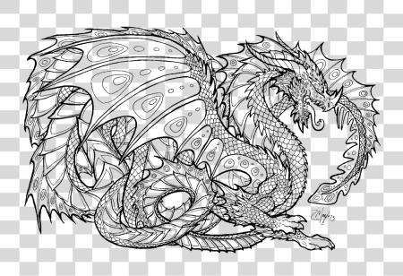 下载 Printable Coloring Pages 为了 Adults Advanced Dragons8 Mythical Creatures Coloring Page PNG file