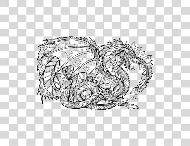 تحميل Printable Coloring Pages الى Adults Advanced Dragons8 Mythical Creatures Coloring Page مقطوعة فن