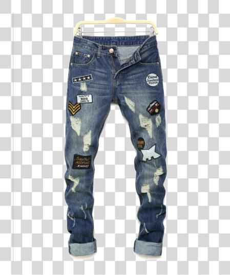 Download Biker Jeans Image Ripped Jeans para hombres con Patches PNG file