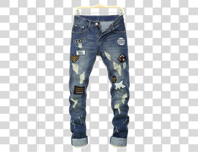 Download Biker Jeans Image Ripped Jeans para hombres con Patches Clip arte