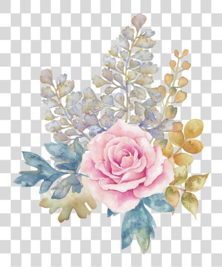 Download Blue Flower Pink Flower Watercolor PNG file