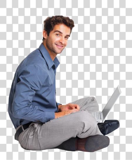 Download Persona Con Computadora Sitting PNG file