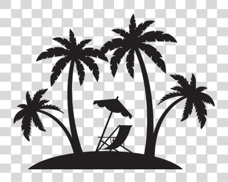 Download The Beach Black And White Pluspng Beach Palm Tree Silhouette PNG file