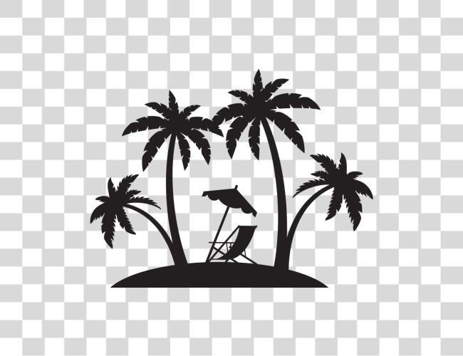 Download el Beach negro y blanco Pluspng Beach Palm Tree silueta Clip arte