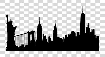 下载 newyork statueofliberty buildings silhouette 新 York Skyline Silhouette 画 PNG file