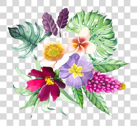 Download ilustración Beautiful floral Flowers acuarela Psd PNG file