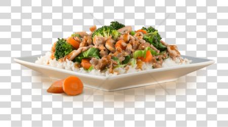 Download pollo frito arroz Plate Image con Teppanyaki PNG file