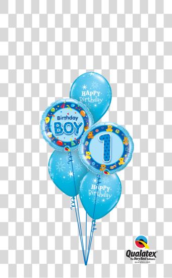 Download First Birthday Balloon Display Happy Birthday Blue Balloon PNG file