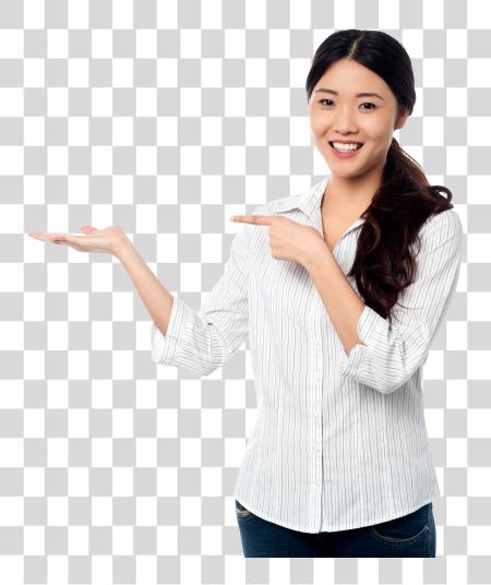 下载 Women Pointing Left Girl Promoting 一个 Product PNG file