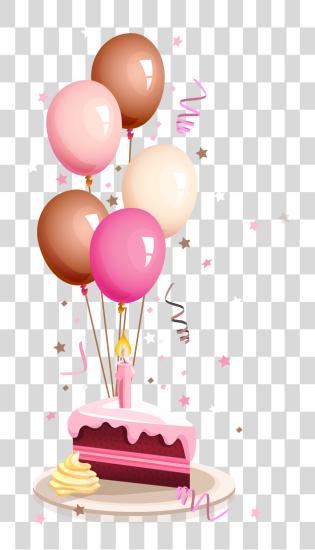 Download ftestickers balloons streamers cake birthday Happy Birthday Card PNG file