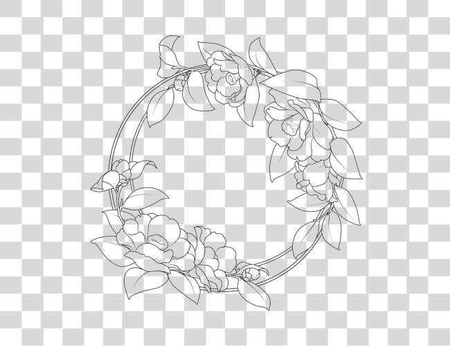 Download flor Camellia vector Artwork Border redondo flor Circle Border dibujo Clip arte