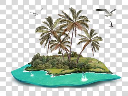 Download  Island 3d diseño con trees y palms PNG file