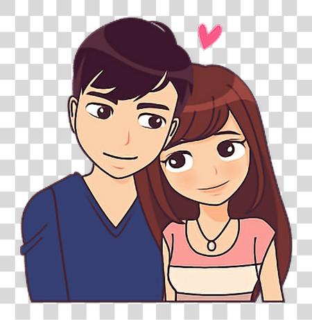 Download couple lovers cartoon drawing PNG file