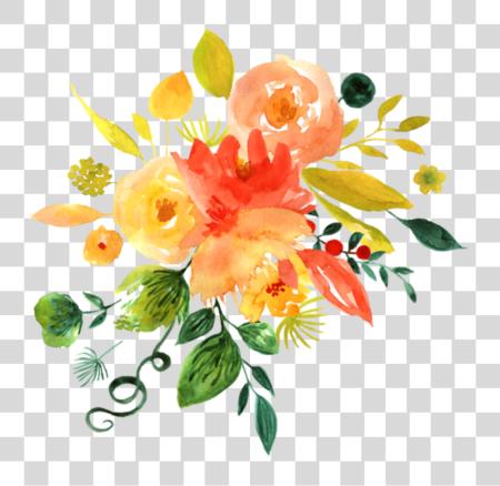 下载 Ftestickers 水彩 Flowers 橙色 黄色 黄色 水彩 Flowers PNG file