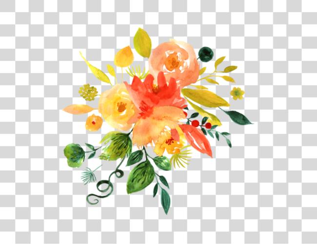 Download Ftestickers Watercolor Flowers Orange Yellow Yellow Watercolor Flowers Clip Art