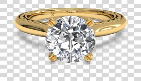 تحميل Diamond زفاف حلقات صورة مع Engagement خاتم أصفر ذهب Solitaire Diamond بي ان جي ملف