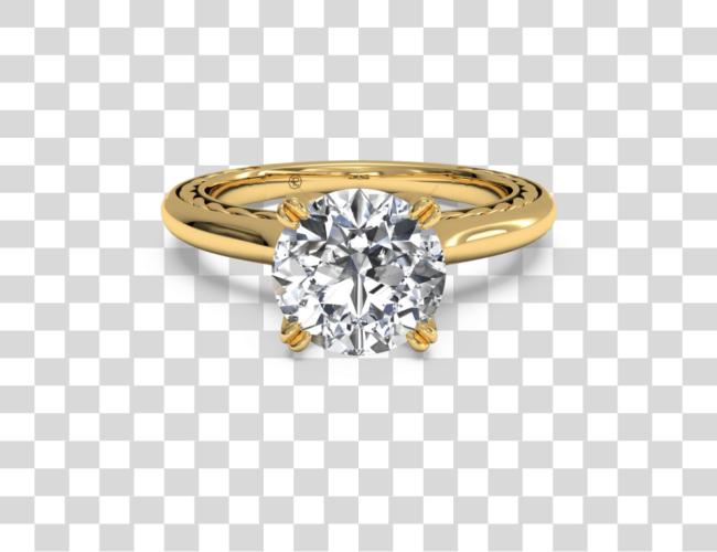 Download Diamond Wedding Rings Image With Engagement Ring Yellow Gold Solitaire Diamond Clip Art