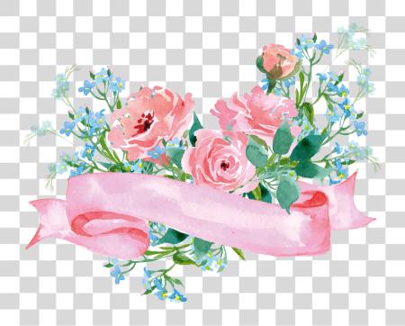 Download Flower Garden Decoration Roses Paper Floral Blue And Pink Watercolor Flowers PNG file