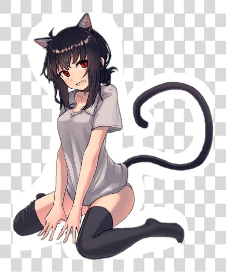 Download Neko Sticker anime gato niña PNG file