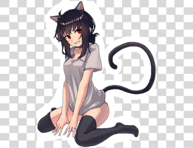 Download Neko Sticker anime gato niña Clip arte