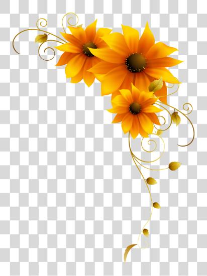 Download Beautiful Pictures Of Sunflowers Yellow Floral Border PNG file