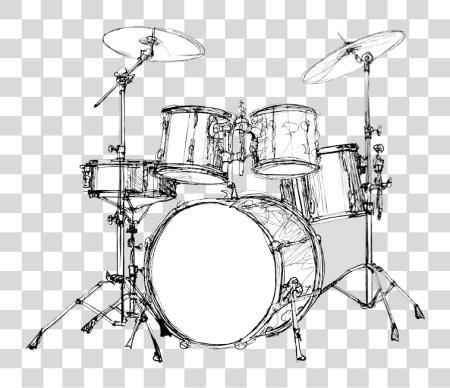 Download Drum Set Black And White PNG file