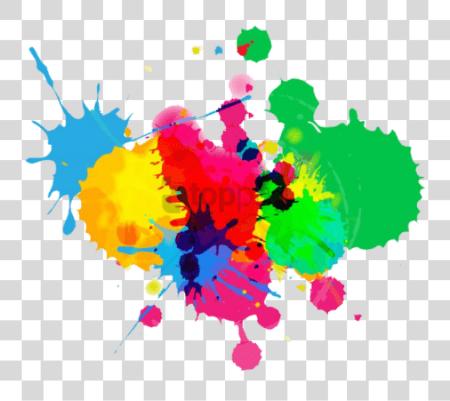 Download Colorful Paint Splatter Colours On White PNG file