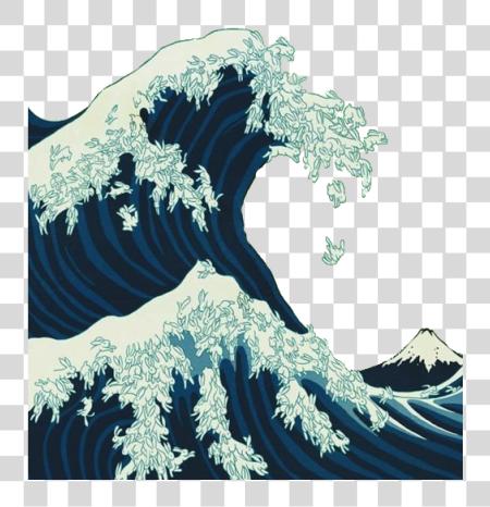 Download Japanese Wave Great Wave Off Kanagawa Cats PNG file