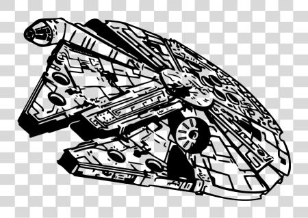 Download Millennium Falcon estrella Wars Stencil negro y blanco estrella Wars PNG file