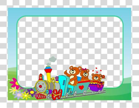 Download Childrens Frame Teddy Bears riding train PNG file