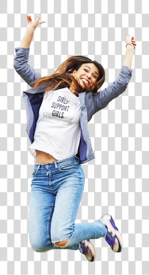 下载 Mujer Sonriente Saltando Girl PNG file