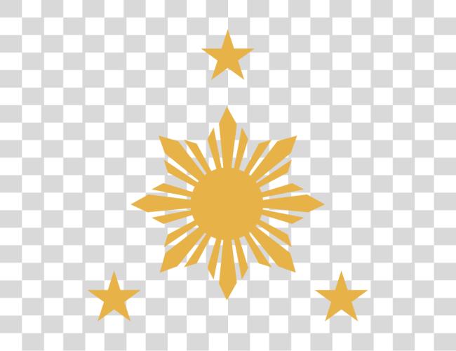 Download Black And White Library 3 Stars Sun Rays Philippine Flag Clip Art