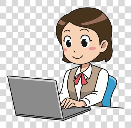 Download persona Doing Homework niña con computadora portátil PNG file