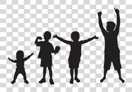 Download Black Children Children Play Silhouette PNG file