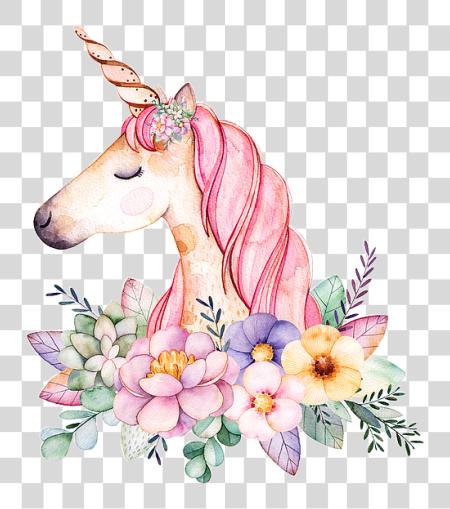 Download unicornio Unicornio fantasía Sticker Flowers vintage Paint Water color unicornio PNG file