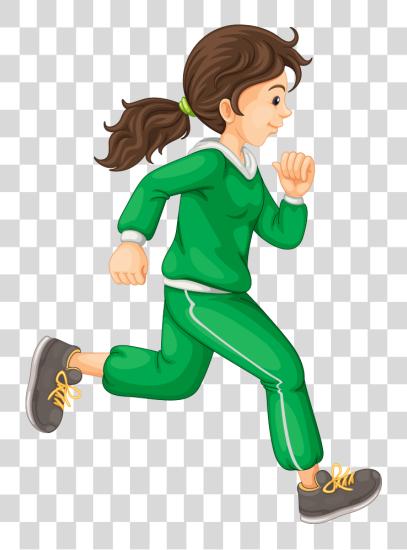 Download Cartoon Running Girl Jogging Cartoon PNG file