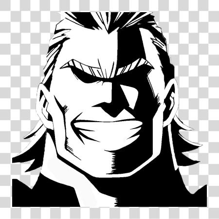 下载 All Might 脸 Template All Might 脸 黑色 和 白色 PNG file