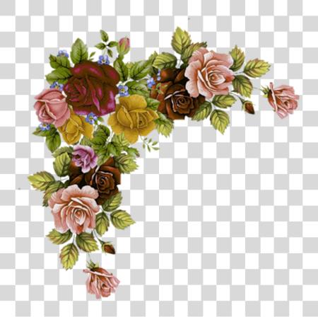 下载 Cantos De Flores Do 复古 Em 复古 花卉 Corner Border PNG file