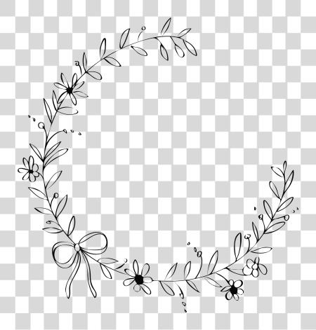 Download Flower Wreath Drawing Black And White Flower Wreath PNG file