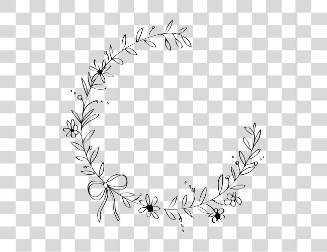 Download Flower Wreath Drawing Black And White Flower Wreath Clip Art