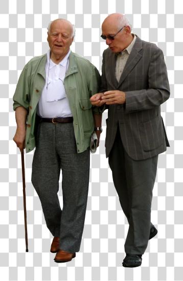 Download Two Old Men Walking Down The Street Chatting To Each Old People Walking PNG file