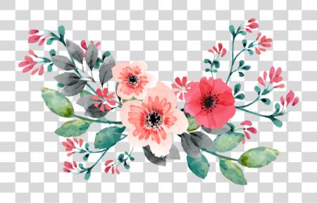 下载 粉红色 Flowers 花 Border 1024 Watercolour 花 复古 PNG file