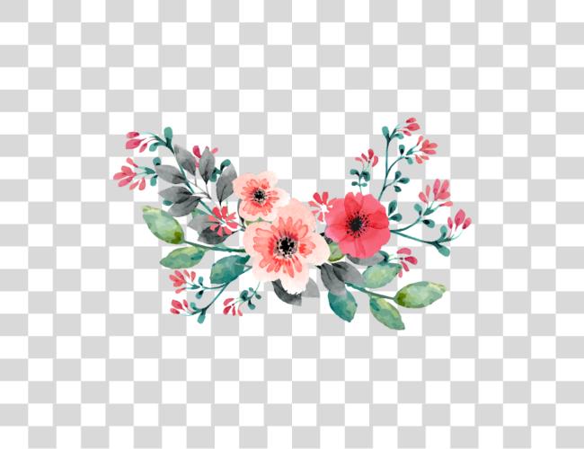 Download Pink Flowers Flower Border 1024 Watercolour Flower Vintage Clip Art