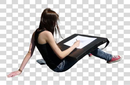 Download Girlsittingdrawing People sentado Reading PNG file