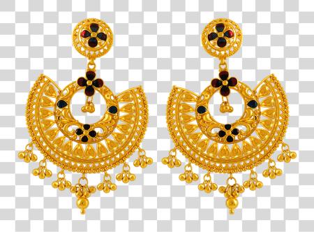 Download Gold Earrings Pc Chandra Jhumka Collection PNG file