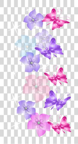 Download Rainbow Butterfly Border Butterfly And Flowers Decoration PNG file